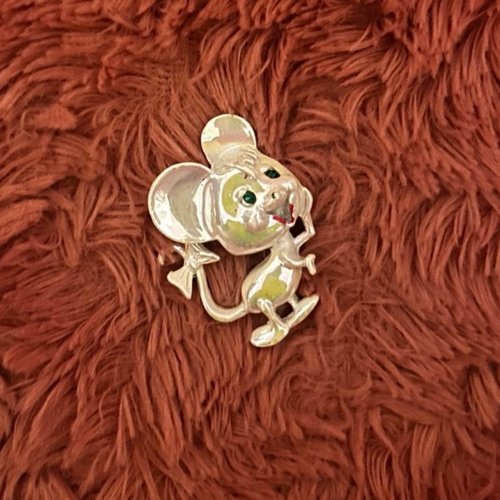 Vintage White Mouse Pin Funny Animal Collectible Clip Brooch statement pin